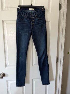 Madewell Dark Indigo High-Rise Skinny Jeans with Button Fly